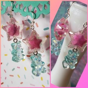 Blue Raspberry Gummy Bear Handcrafted Earrings